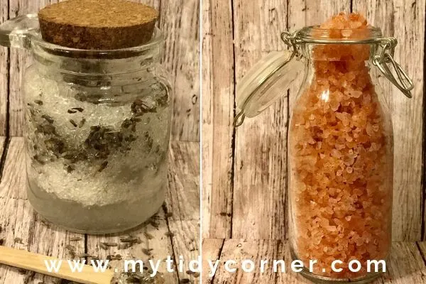 Mason jars for body scrub and bath salts storage