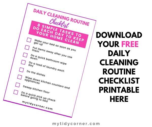 Free daily cleaning routine printable checklist