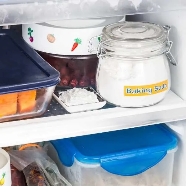 Baking soda in a refrigerator to deodorize it