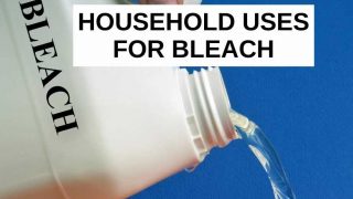 A gallon of bleach with text that says, 
