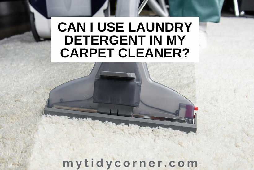 arpet cleaner on a carpet with text that says, "Can I use laundry detergent in my carpet cleaner".