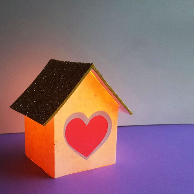 Image for Valentine Paper Lantern &ndash; Heart House (free template)