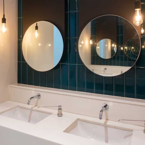 Mirrors over bathroom sinks