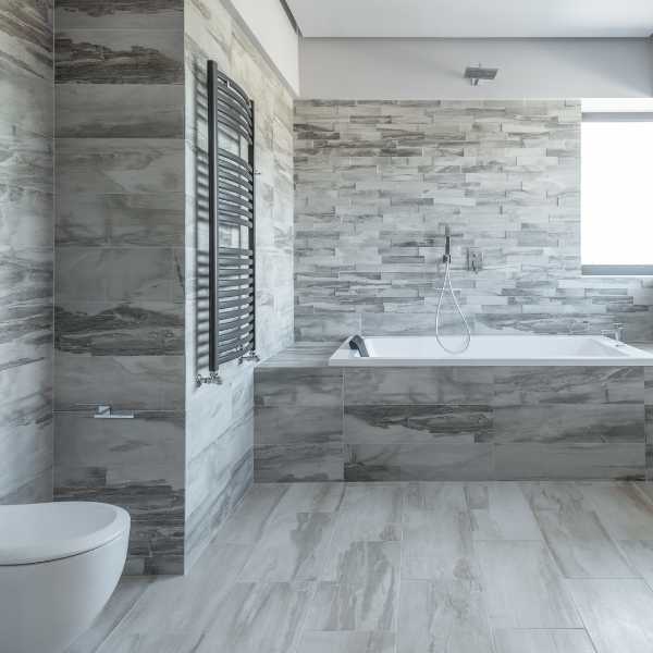 Bathroom with natural stone tiles
