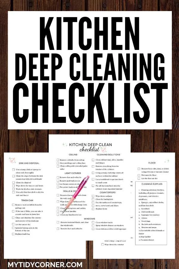 Kitchen deep cleaning checklist printable.