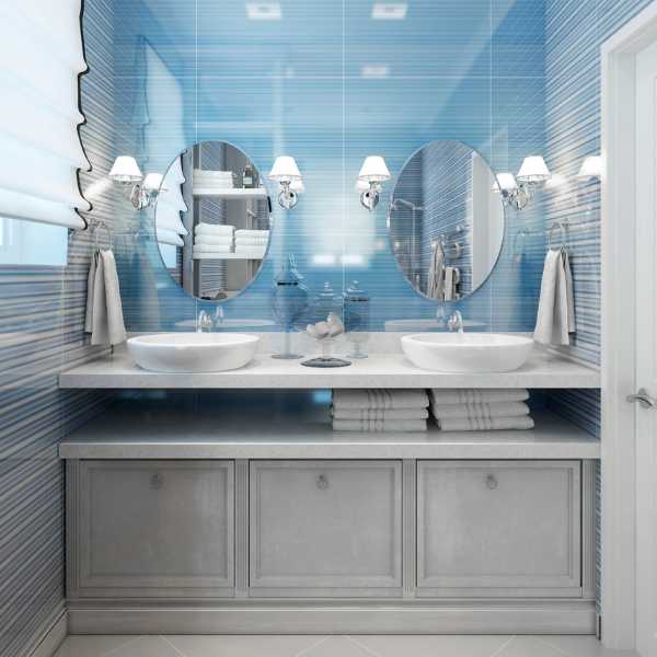 Light gray bathroom vanity