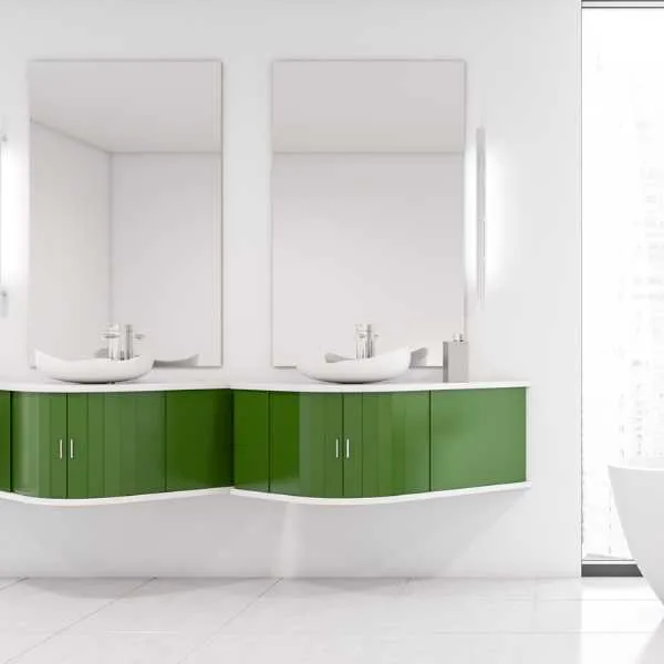 White and green bathroom