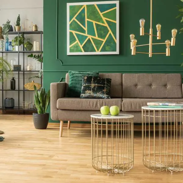 A living room with green wall (eco chic and organic color.)