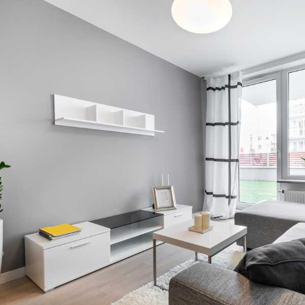 Room with silvery gray wall