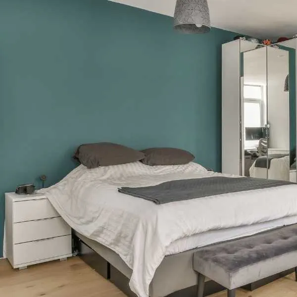 Blue gray bedroom