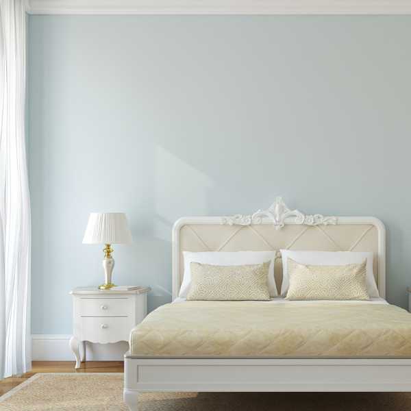 Pale blue bedroom