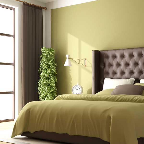 A classic green and brown bedroom.