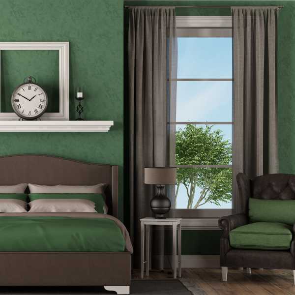 Classic green and gray bedroom.