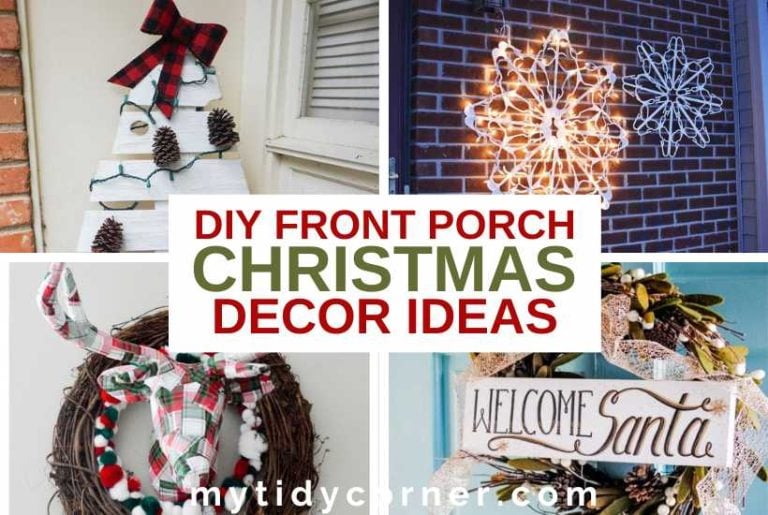 Diy front porch Christmas decor ideas.