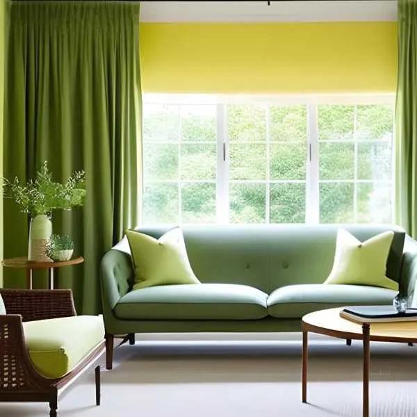 Yellow and green living room.