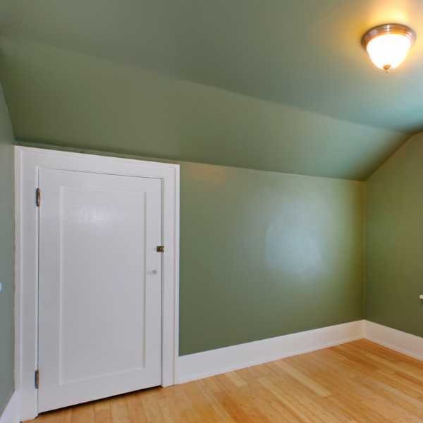 Room with green walls and ceiling.
