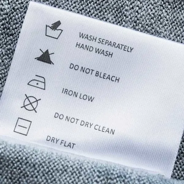 Fabric washing instructions.