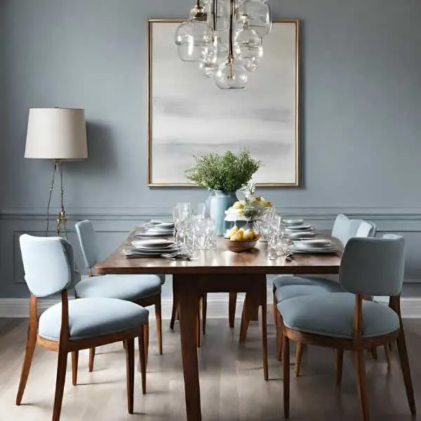 Light blue gray dining.