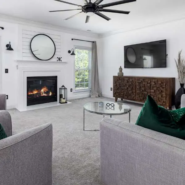 White and gray living room.