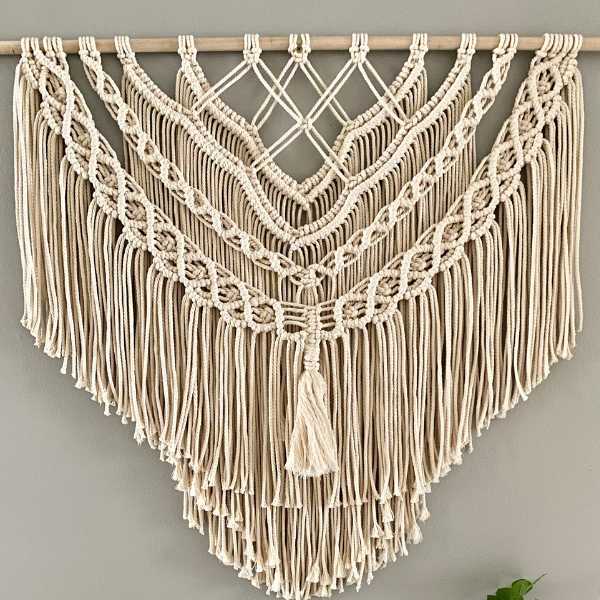 Macrame hanging on a wall.