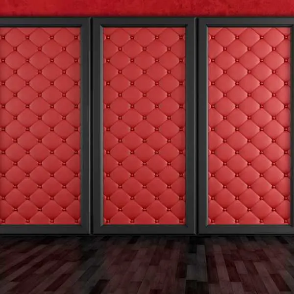 Red upholstered panels.