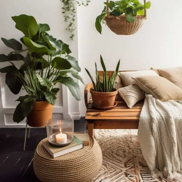 Cozy room with plants.