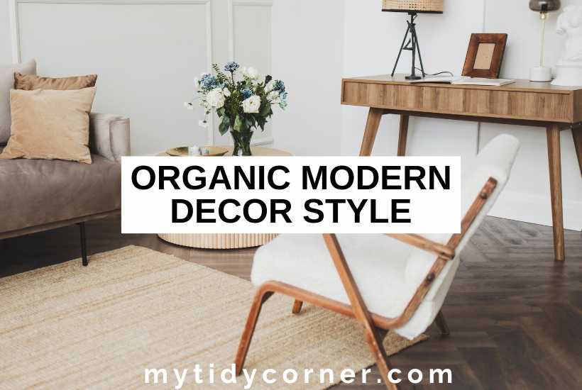 Organic modern decor style room with wooden chair and table.