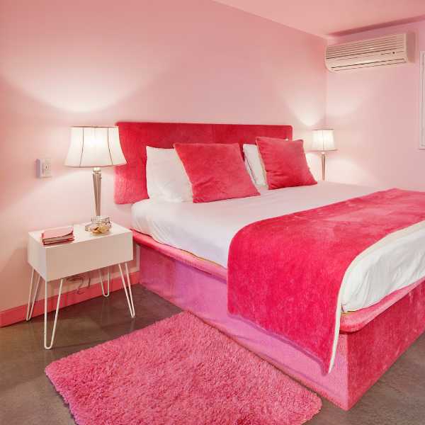 Pink bedroom.