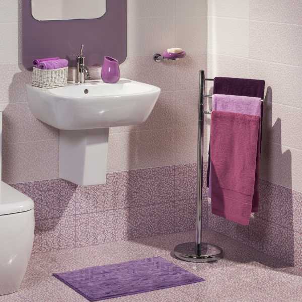 White and purple bathroom.