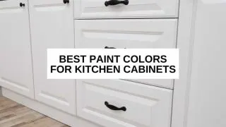 White cabinet and text overlay that reads, 