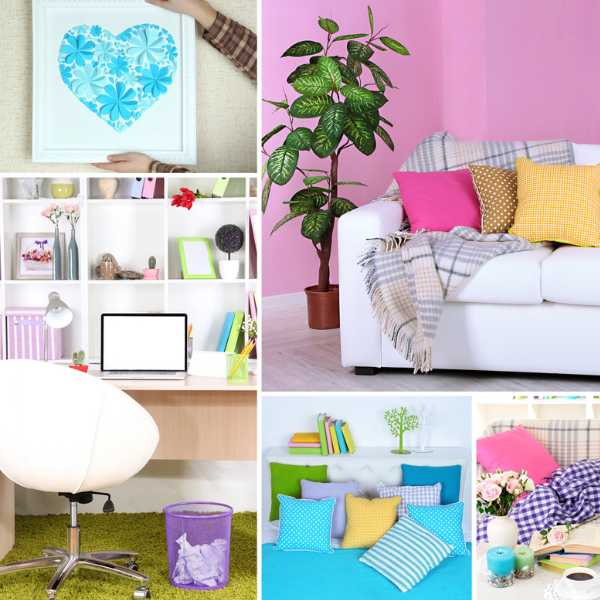 Photo collage of home interior.