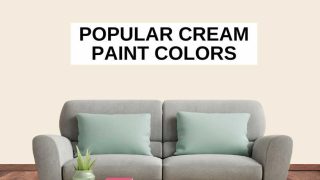 Cream wall background, plant and book on coffee table, pillows on a couch, and text overlay that says, 