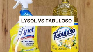 Lysol and Fabuloso cleaners and text overlay that says, 