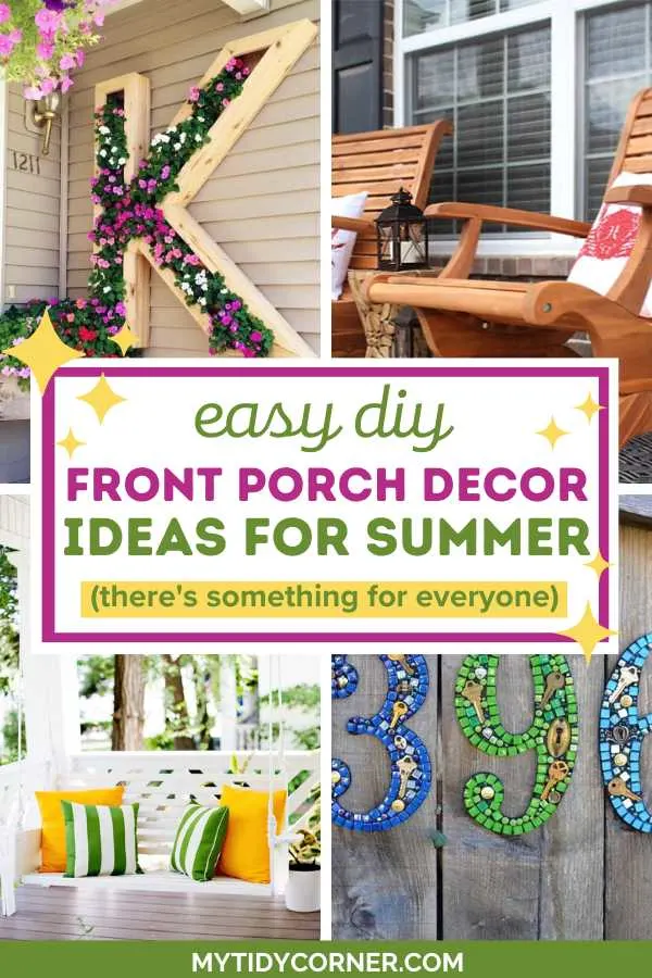 Ready to give your front porch a summer makeover? Check out these DIY summer front porch decor ideas for inspiration. Spruce up your curb appeal with these front porch decorating ideas for summer. You will love these summer front porch ideas. DIY front porch decor ideas for summer.