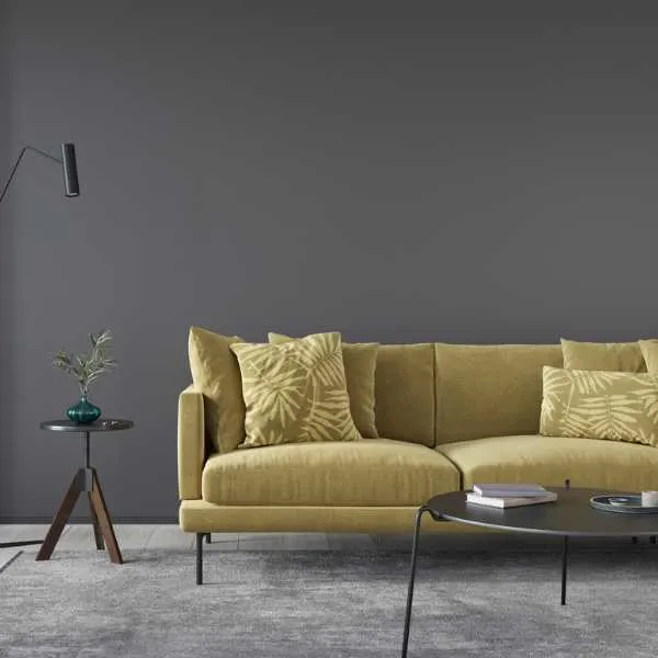 Gray and yellow living room.