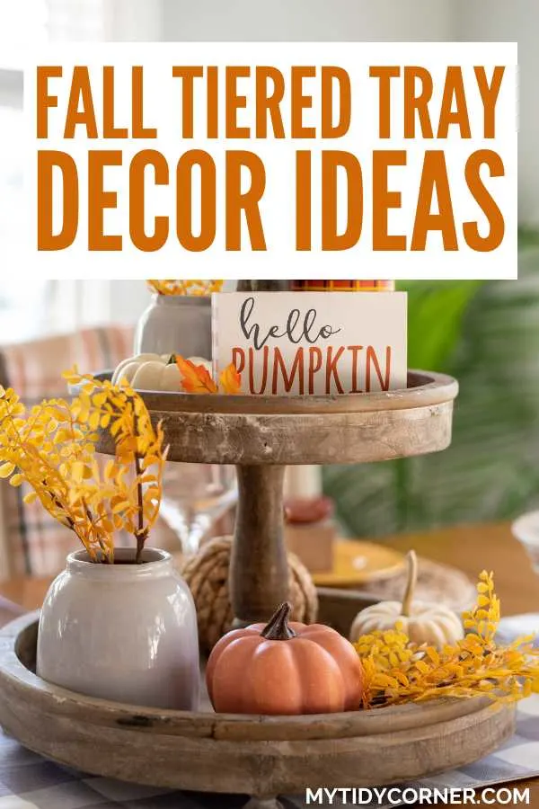 Fall tiered tray decor ideas.