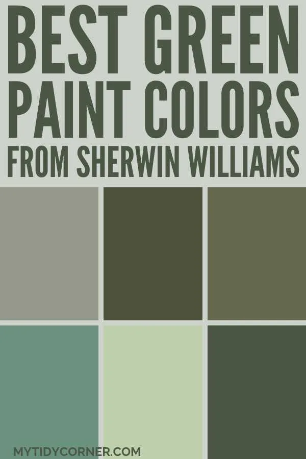 Collage of the best green paint colors from Sherwin Williams.