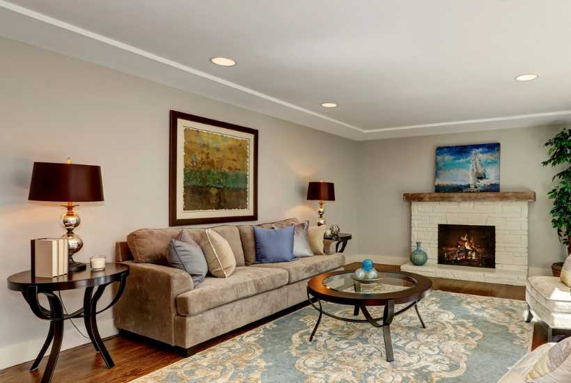 Modern living room - Featured image for "Neutral paint colors for low light rooms" blog post.