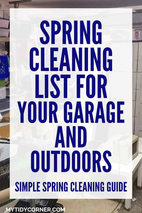 Spring cleaning list for garage and outdoors pin