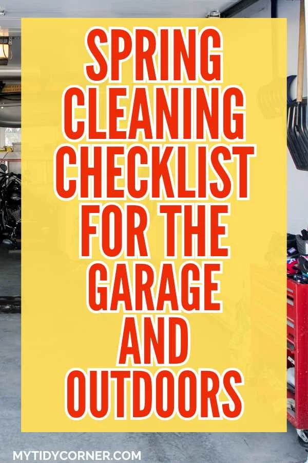 Spring cleaning list for garage and outdoors pin